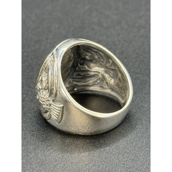 New Condition Sterling Silver Heavy Scorpion Eagle Gents Ring Size 10.00 - Picture 7 of 9